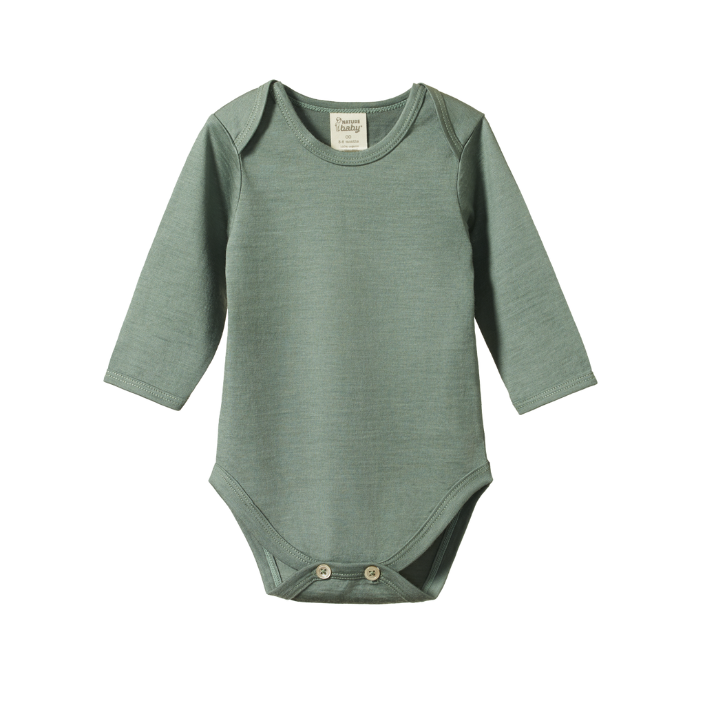 Nature Baby Merino Essentials Long Sleeve Bodysuit - Nettle