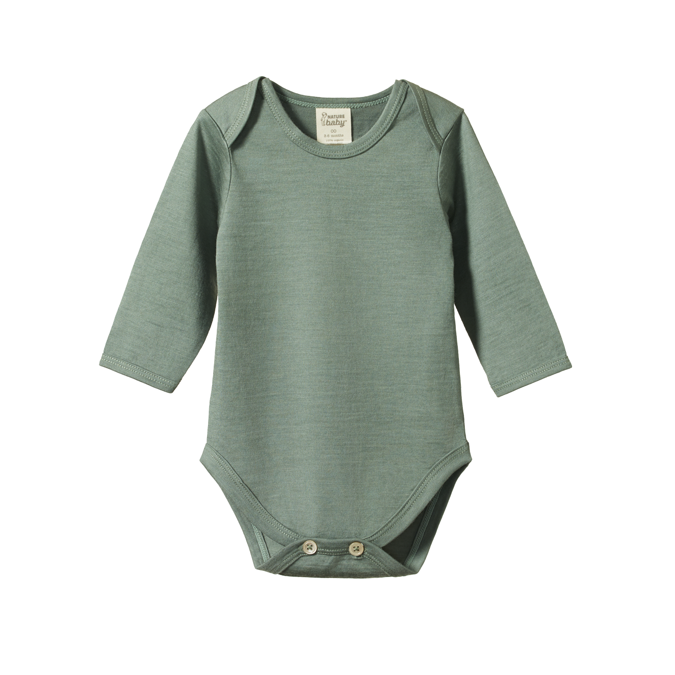 Nature Baby Merino Essentials Long Sleeve Bodysuit - Nettle