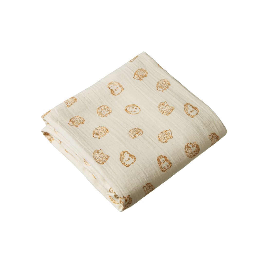 Nature Baby Muslin Wrap - Happy Hedgehog Print
