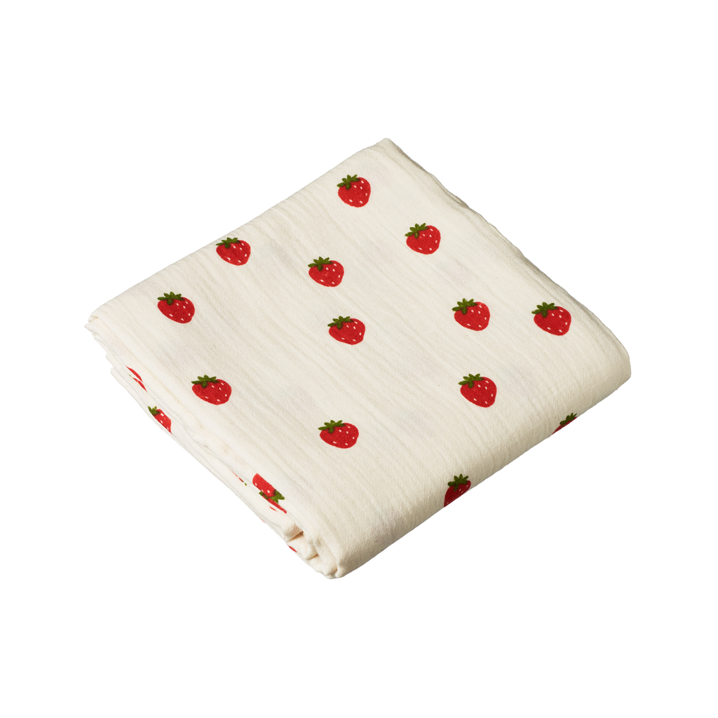 Nature Baby Muslin Wrap - Strawberry Fields Print