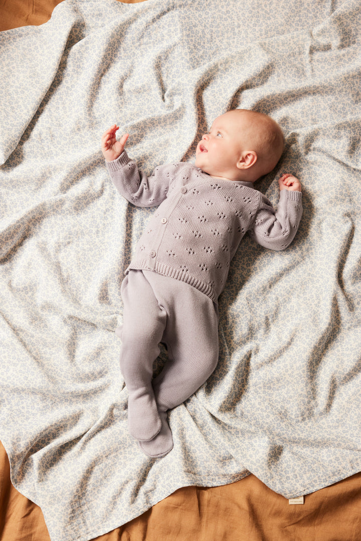 Nature Baby Honey Knit Cardigan - Lilac Pointelle