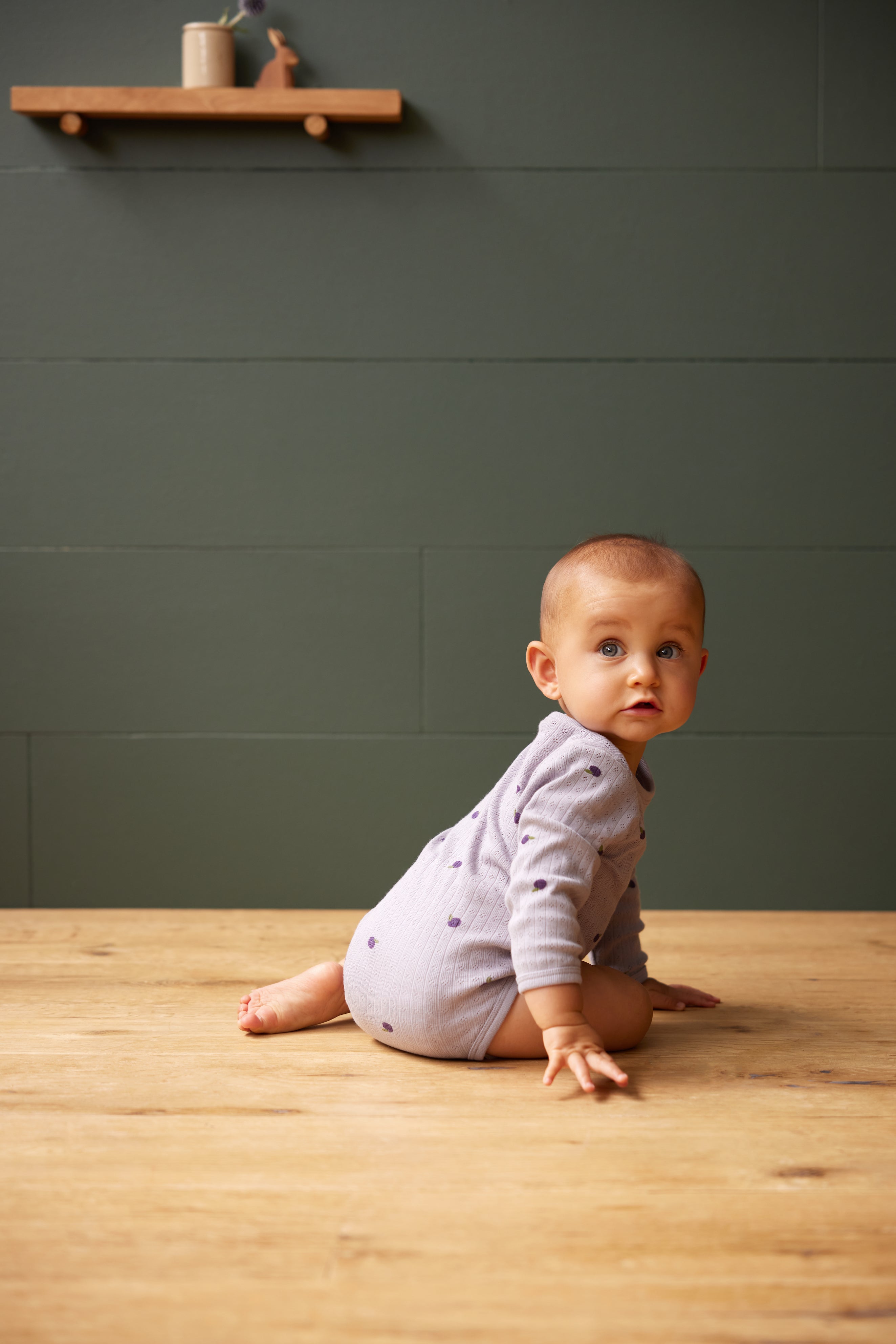 Nature Baby Long Sleeve Bodysuit Pointelle - Petite Plum Print
