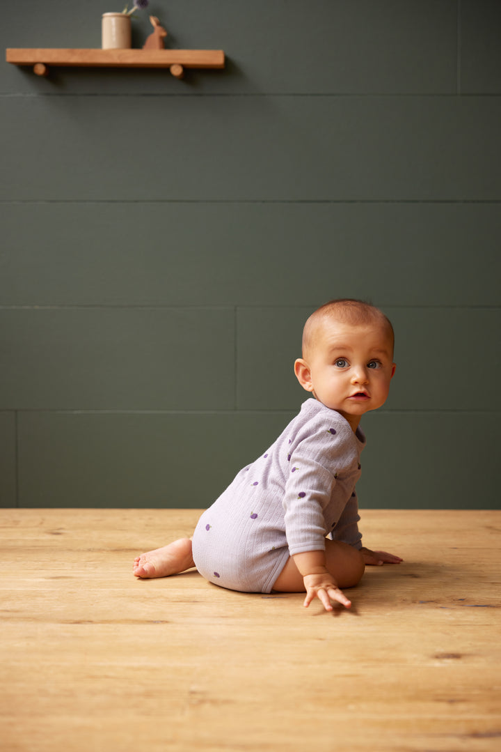 Nature Baby Long Sleeve Bodysuit Pointelle - Petite Plum Print