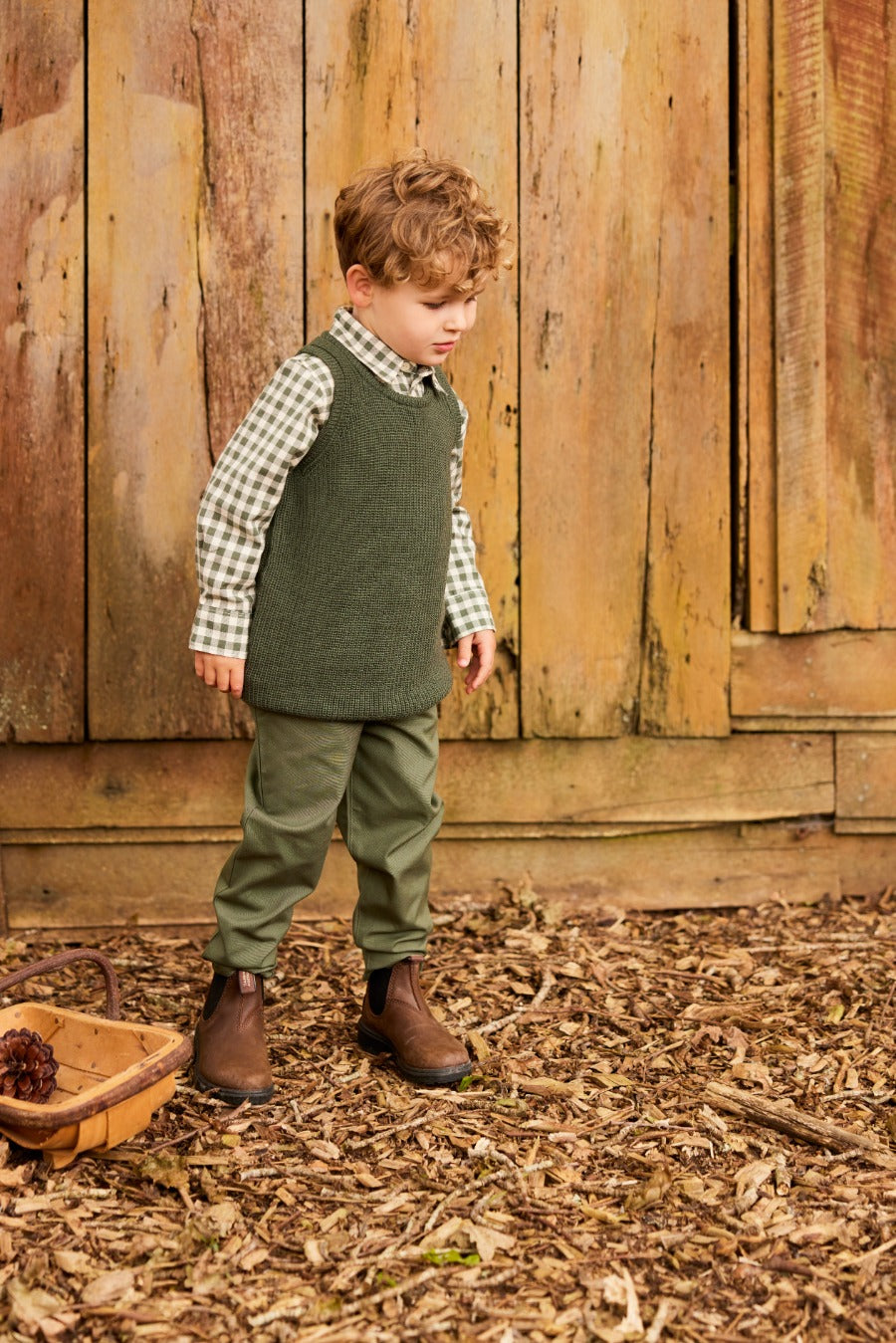 Nature Baby Merino Knit Vest - Thyme Chunky Knit