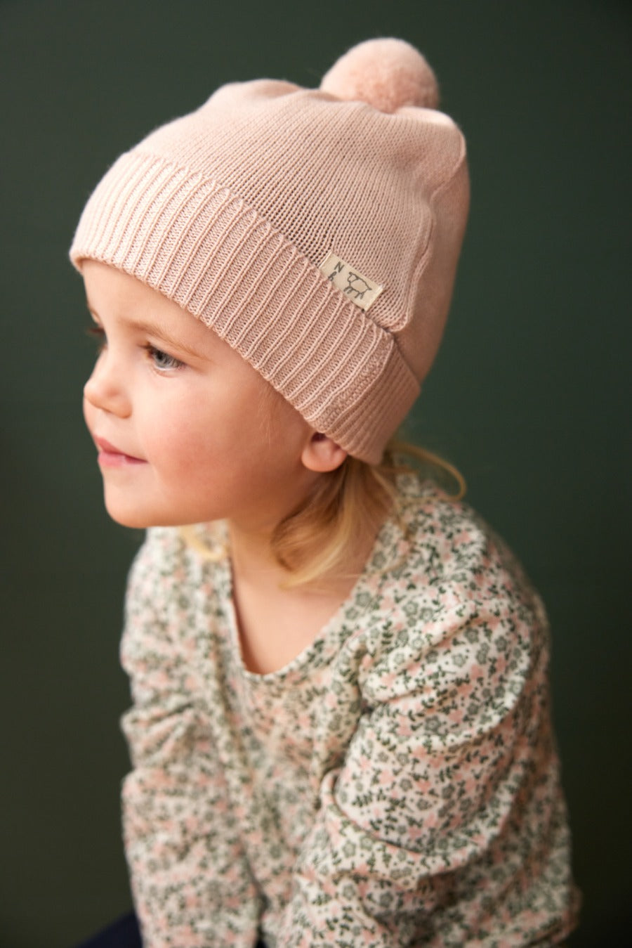 Nature Baby Alpine Pom Pom Beanie - Rose Dust