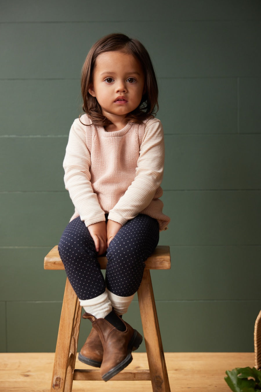 Nature Baby Leggings - Navy Mini Dot Print