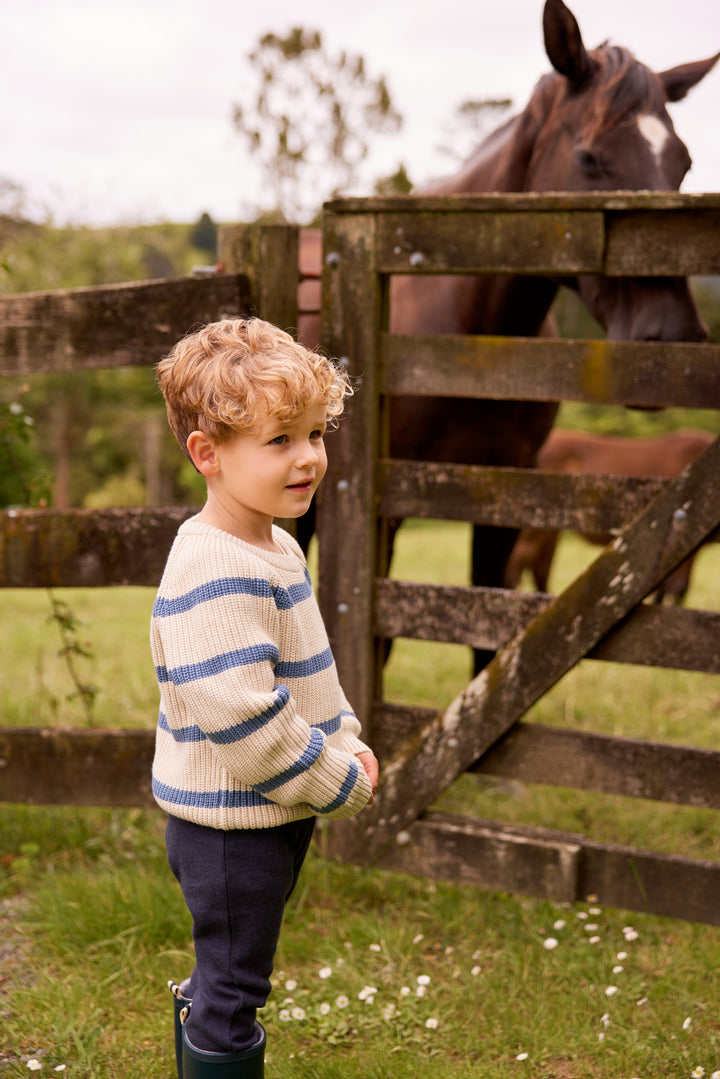 Nature Baby Billy Jumper - Oatmeal Marl/Sky Blue Stripe