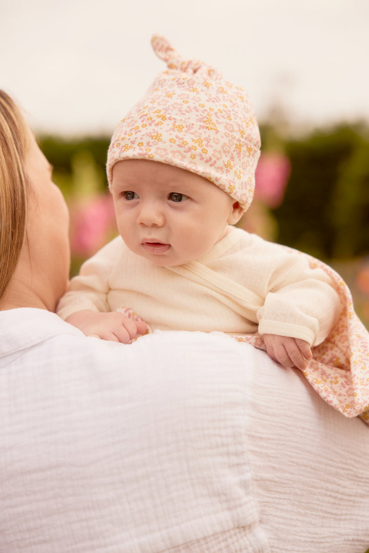 Nature Baby Cotton Knotted Beanie - Daisy Belle Print