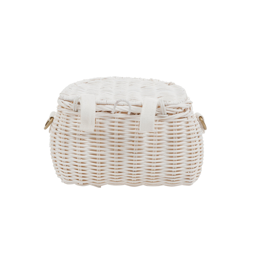Mini Rattan Chari Bag - White