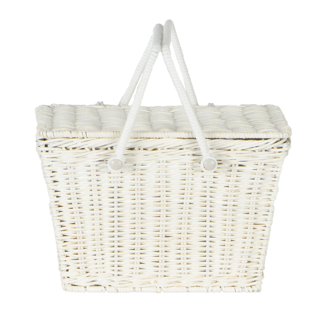 Olli Ella Rattan Piki Basket - White