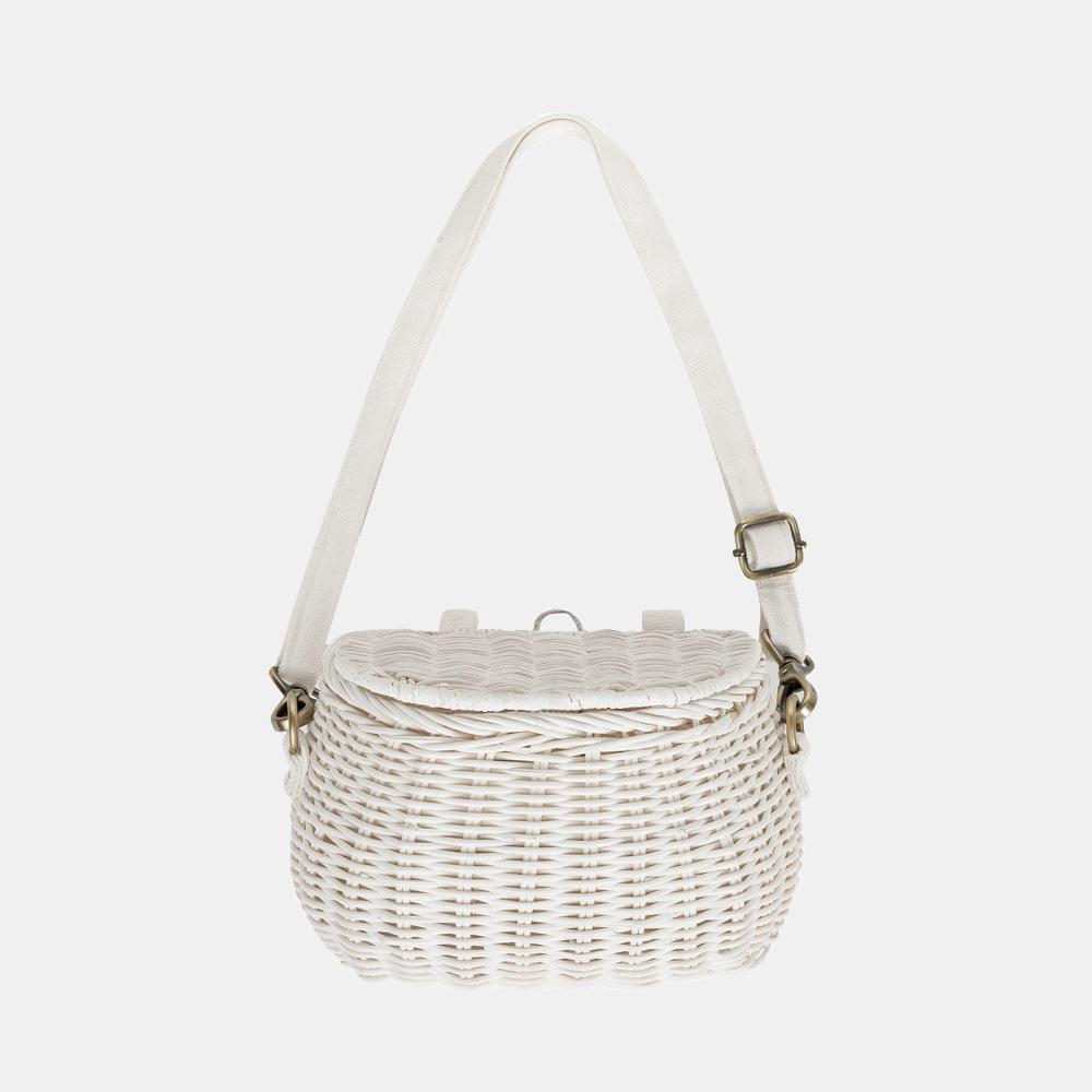 Mini Rattan Chari Bag - White