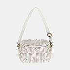 Mini Rattan Chari Bag - White