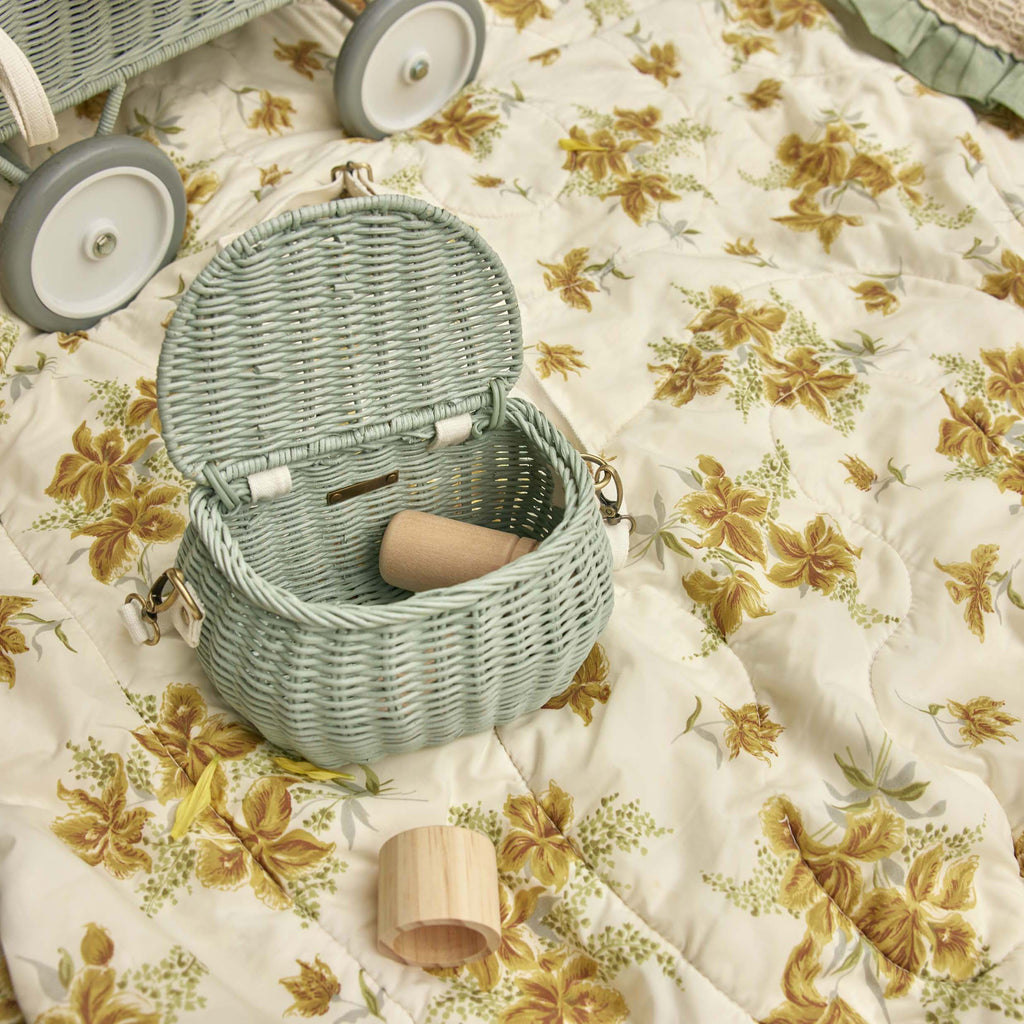 Mini Rattan Chari Bag - Vintage Blue
