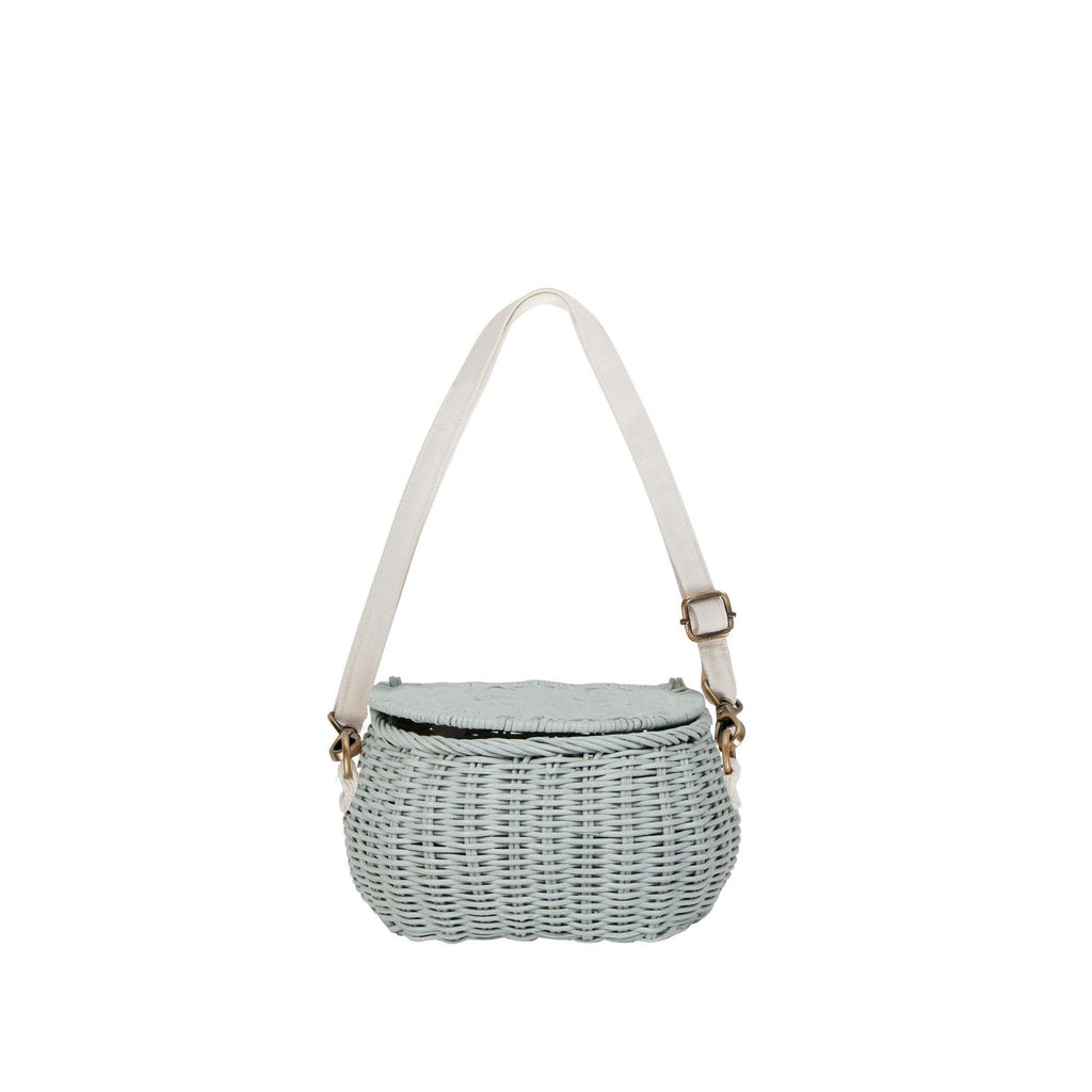 Mini Rattan Chari Bag - Vintage Blue
