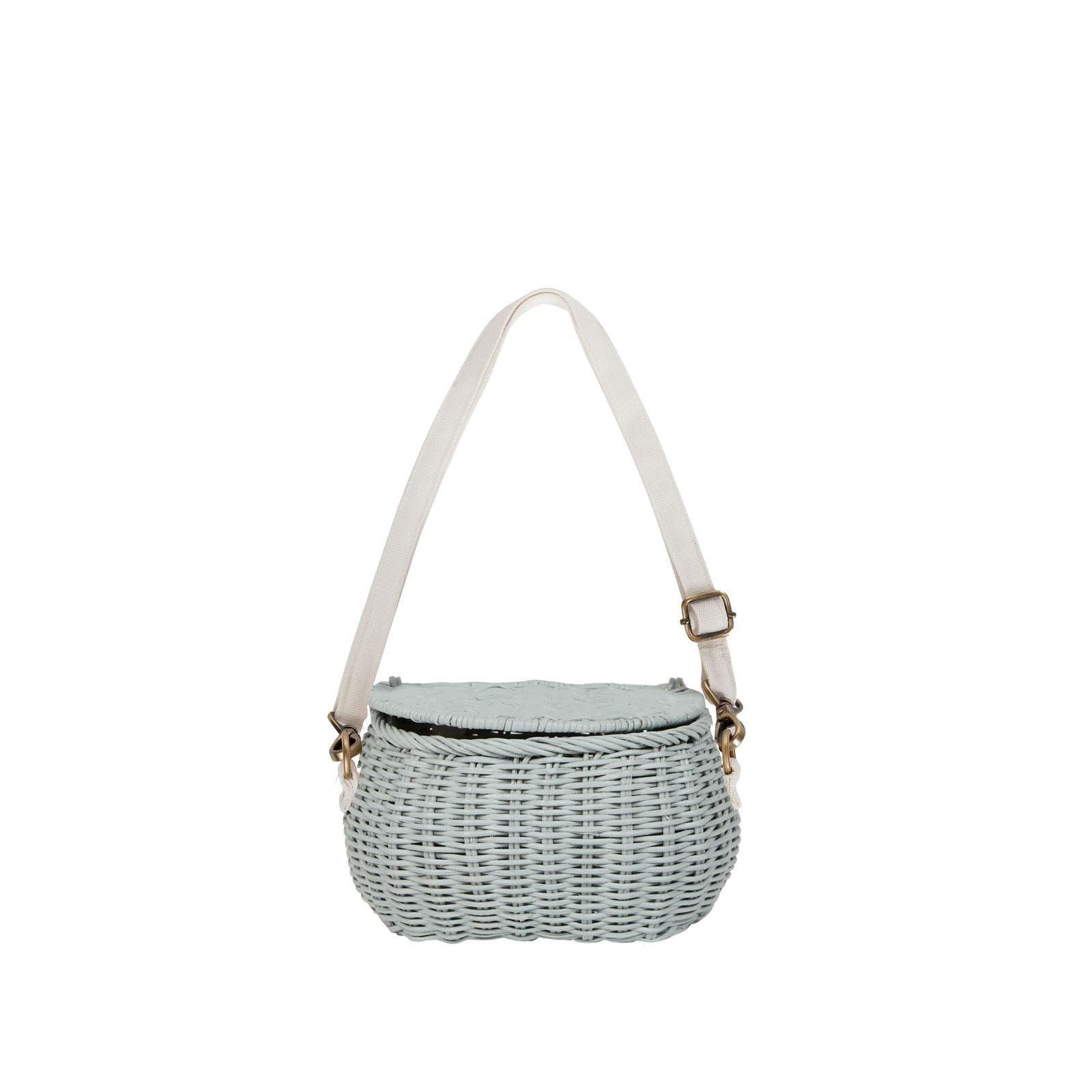 Mini Rattan Chari Bag - Vintage Blue