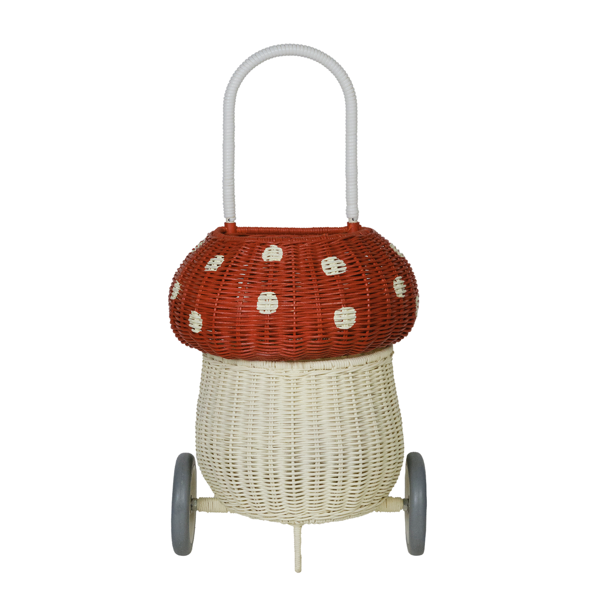 Rattan Mushroom Luggy - Red & White