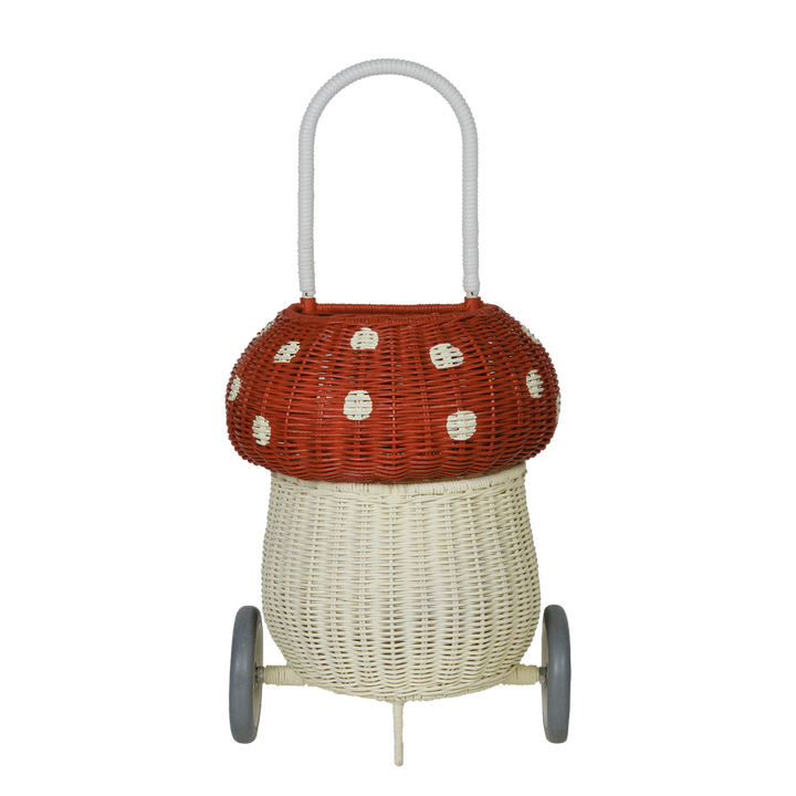 Olli Ella Rattan Mushroom Luggy - Red & White