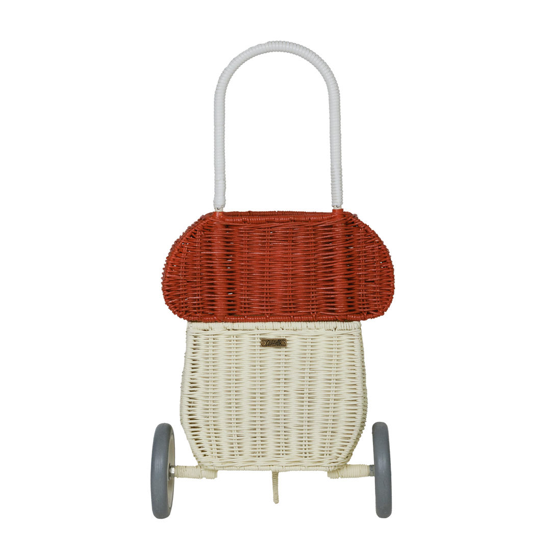 Olli Ella Rattan Mushroom Luggy - Red & White