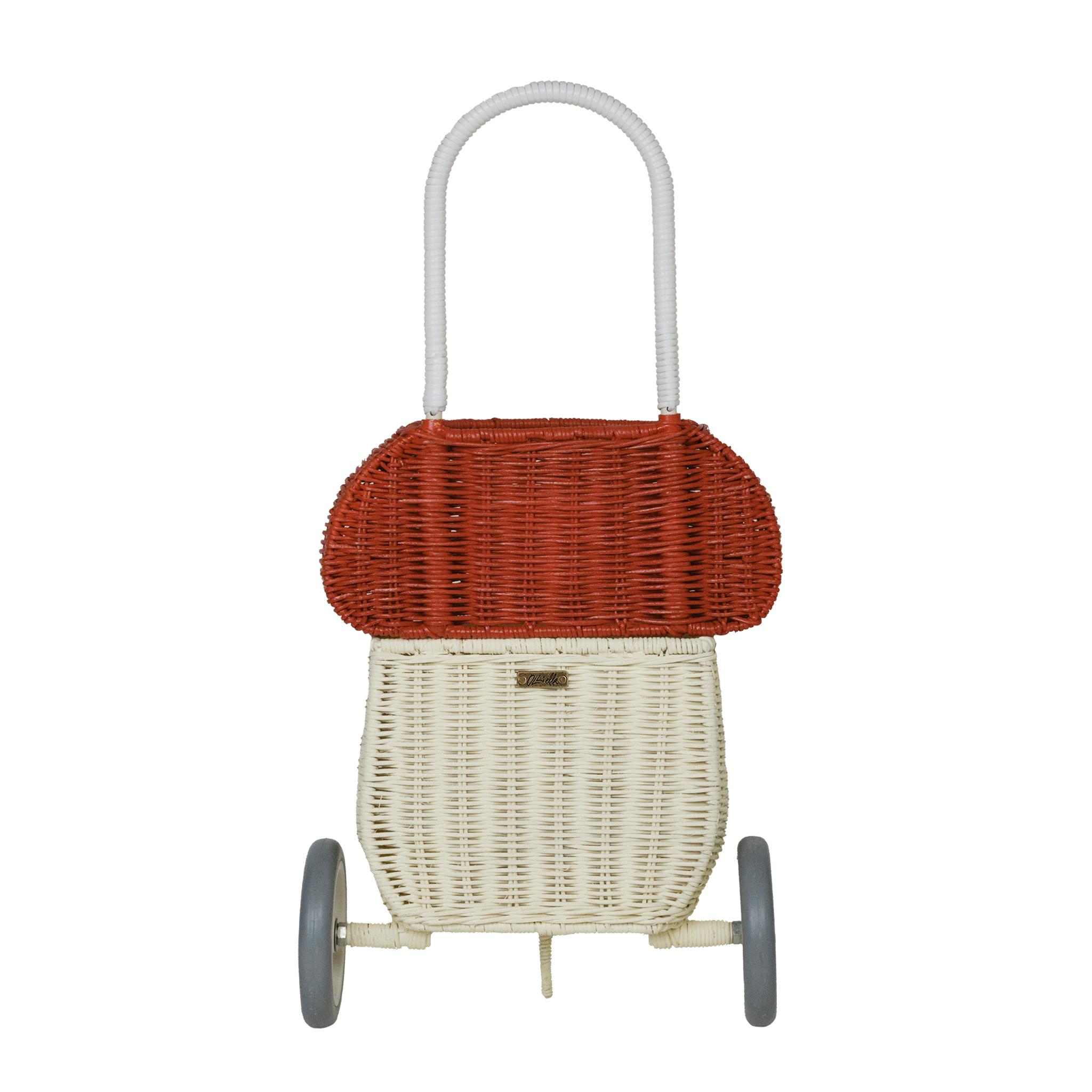 Rattan Mushroom Luggy - Red & White