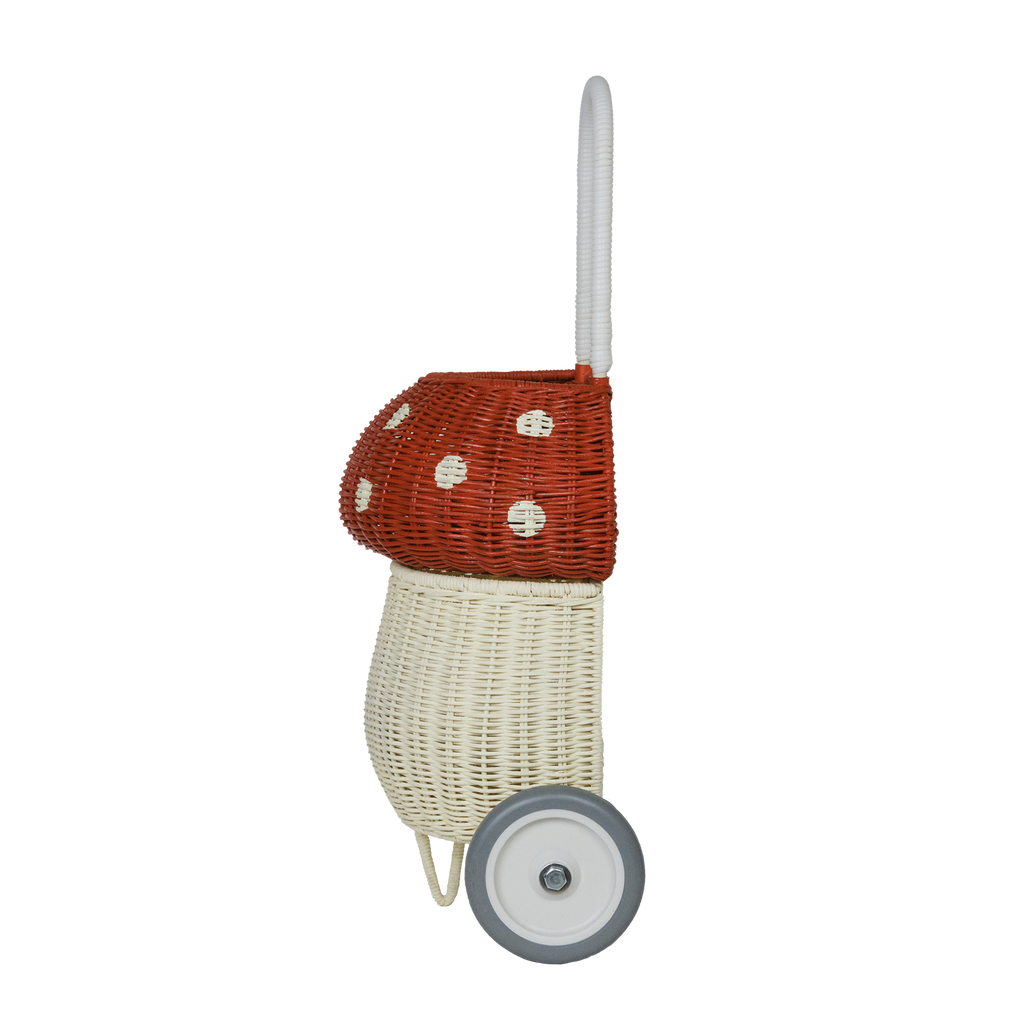 Rattan Mushroom Luggy - Red & White