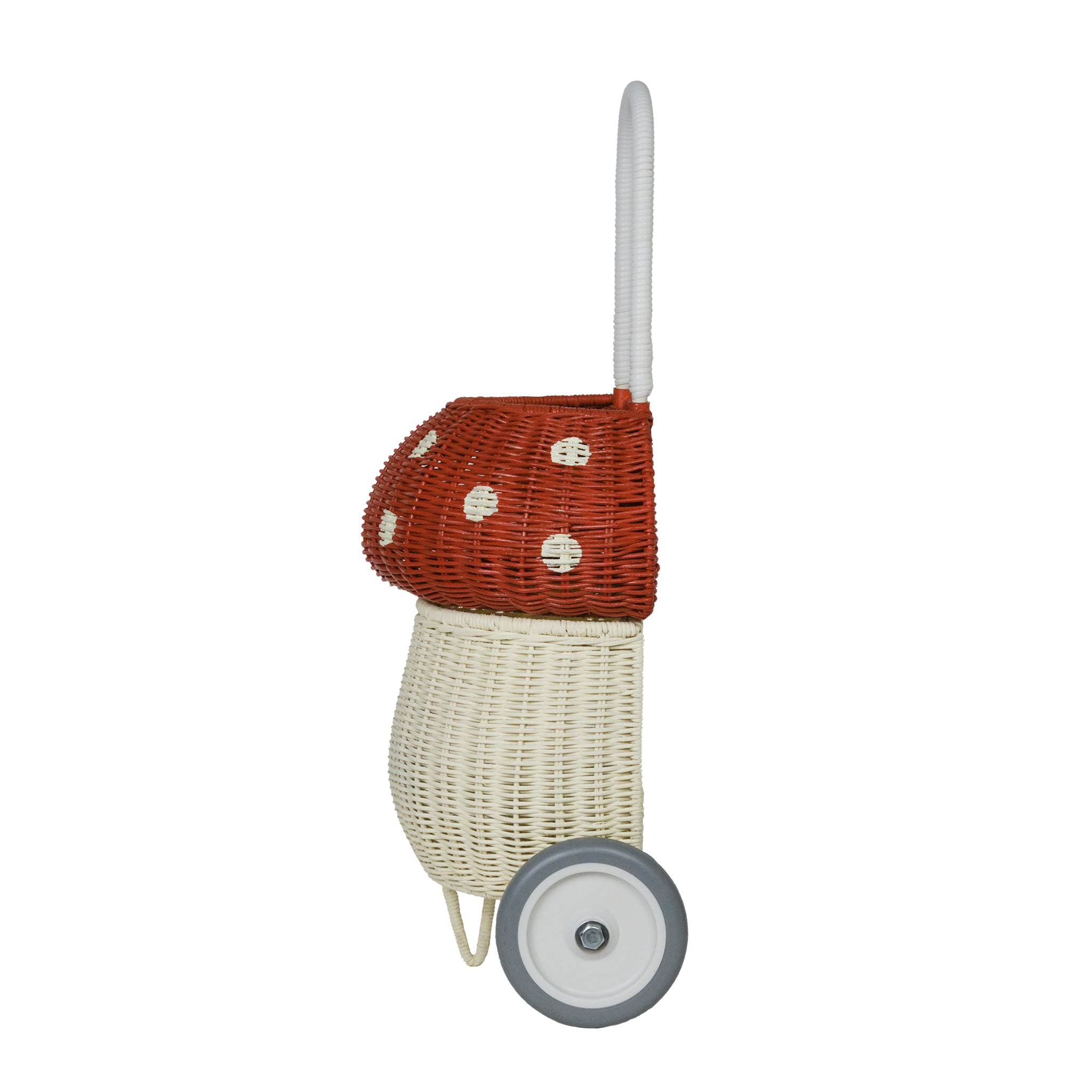Rattan Mushroom Luggy - Red & White