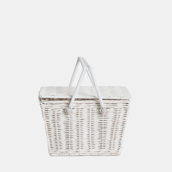 Olli Ella Rattan Piki Basket - White