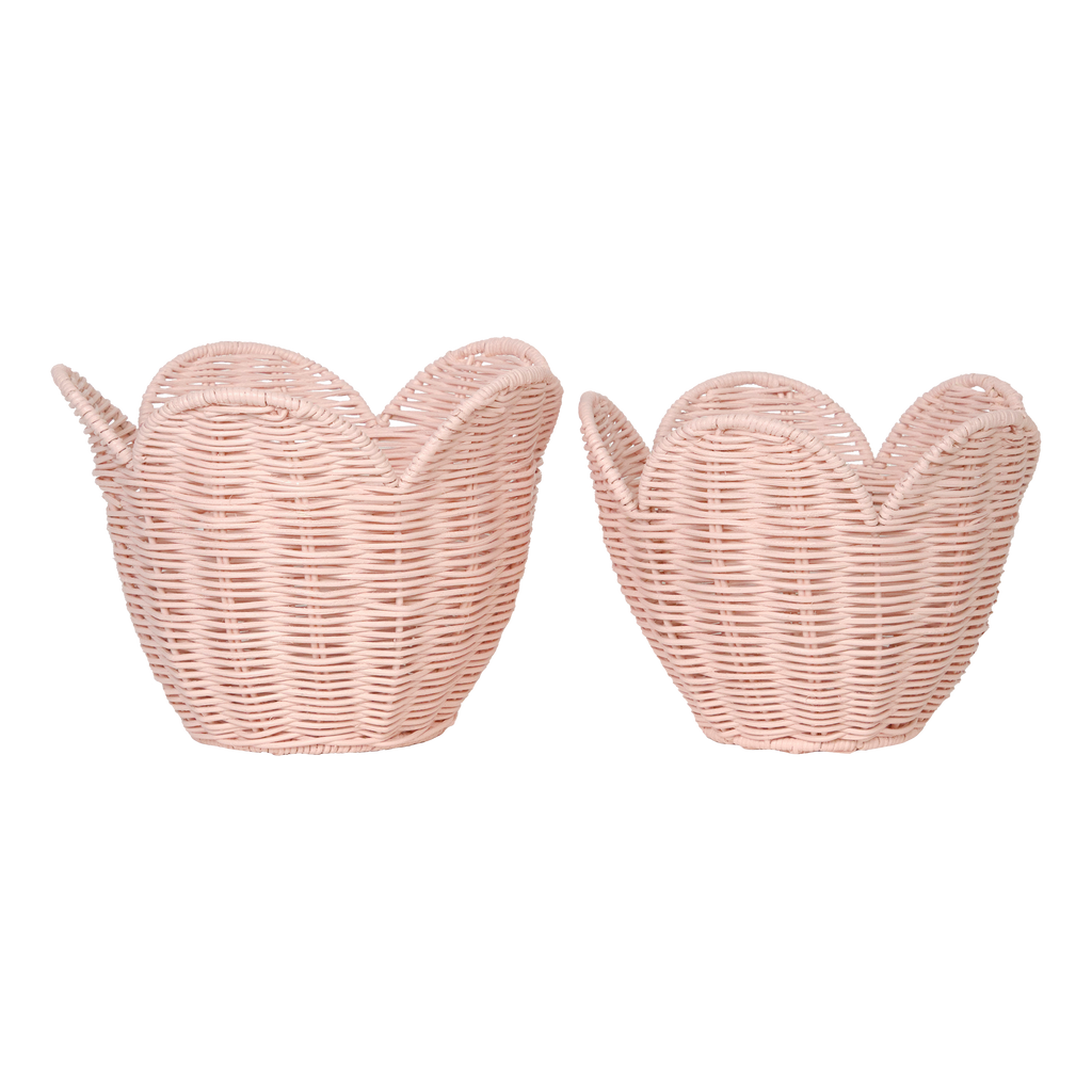Rattan Lily Basket Set - Rose
