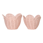 Rattan Lily Basket Set - Rose