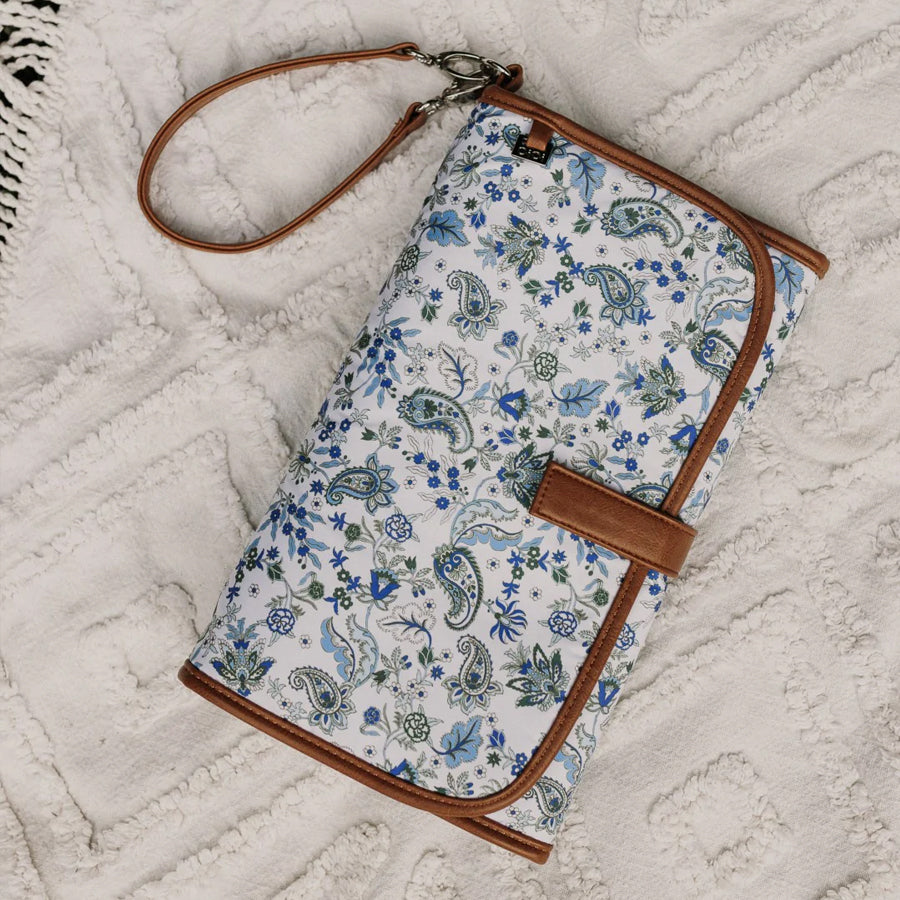 Change Clutch - Blue Paisley/Tan