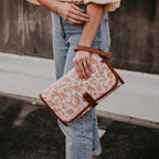 Change Clutch - Peach Paisley/Tan