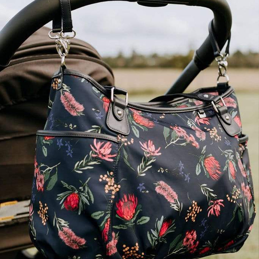 Nappy Bag Tote - Navy Botanical