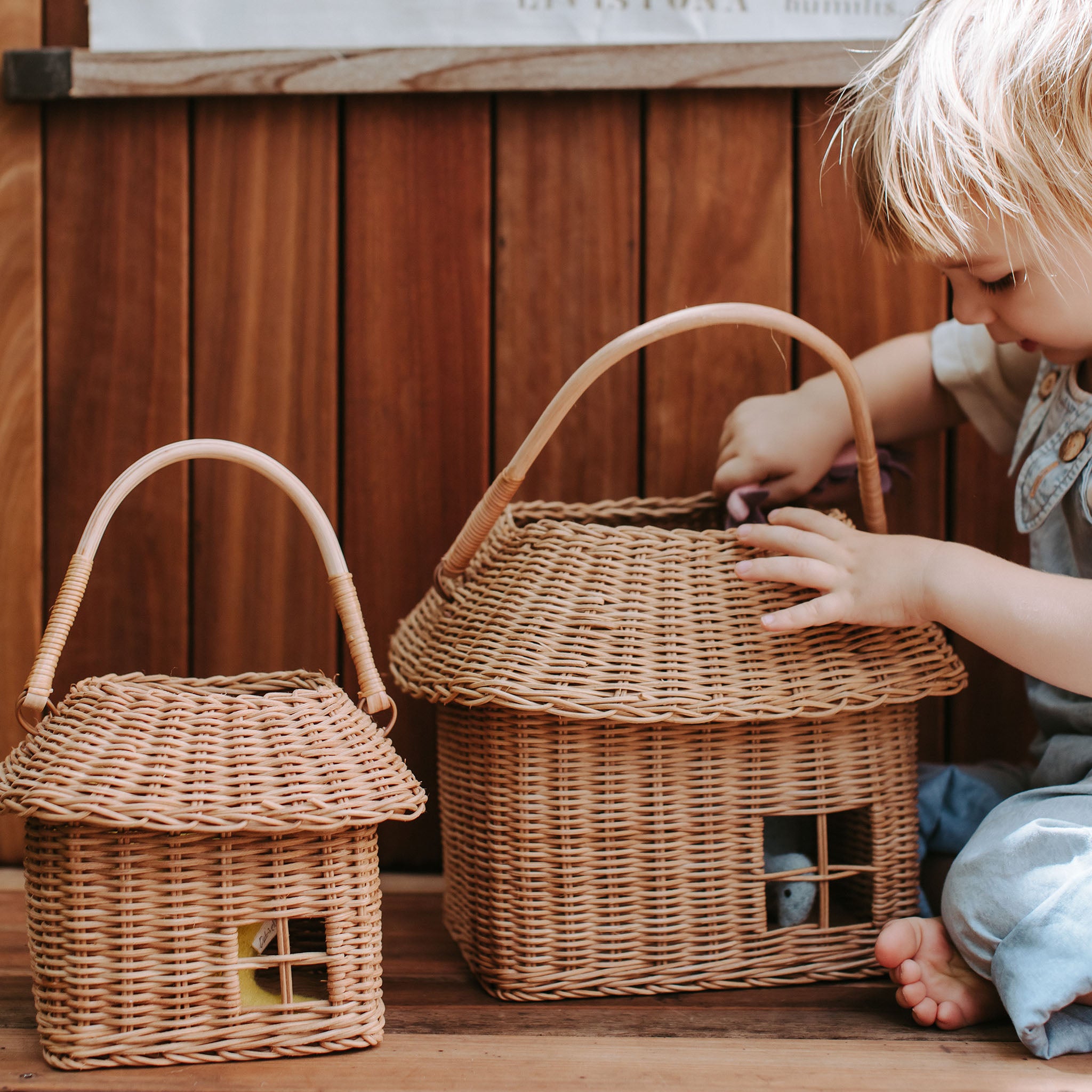 Rattan Hutch Basket - Small