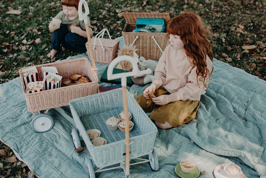Rattan Wonder Wagon - Vintage Blue