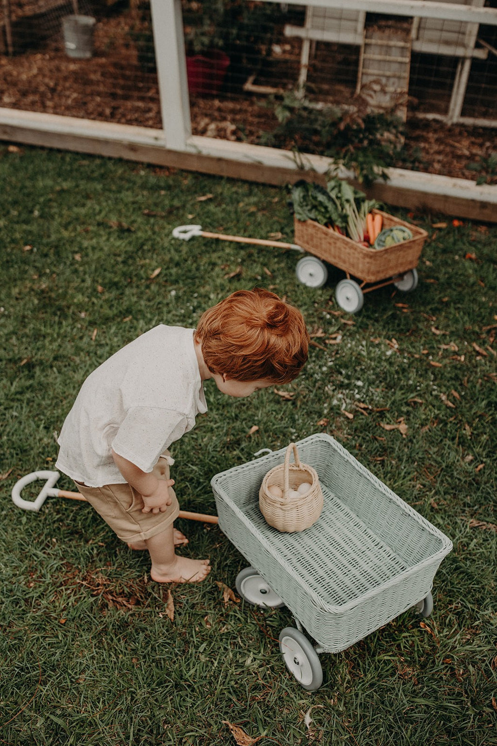 Rattan Wonder Wagon - Vintage Blue