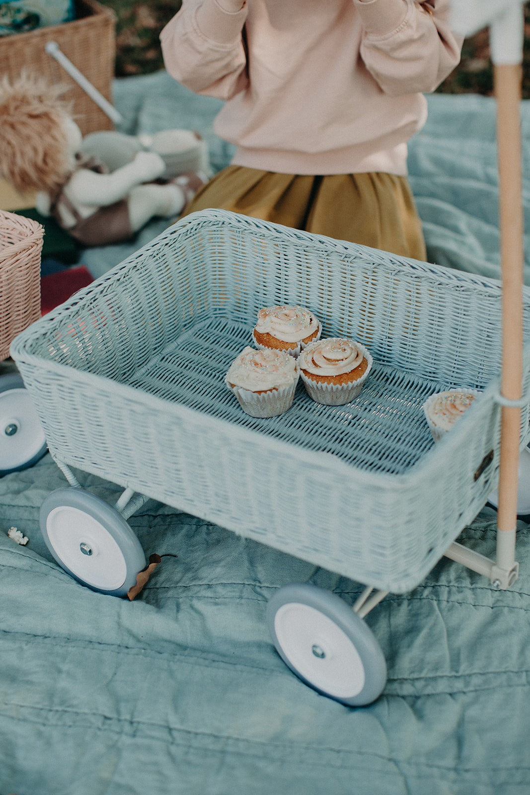 Rattan Wonder Wagon - Vintage Blue