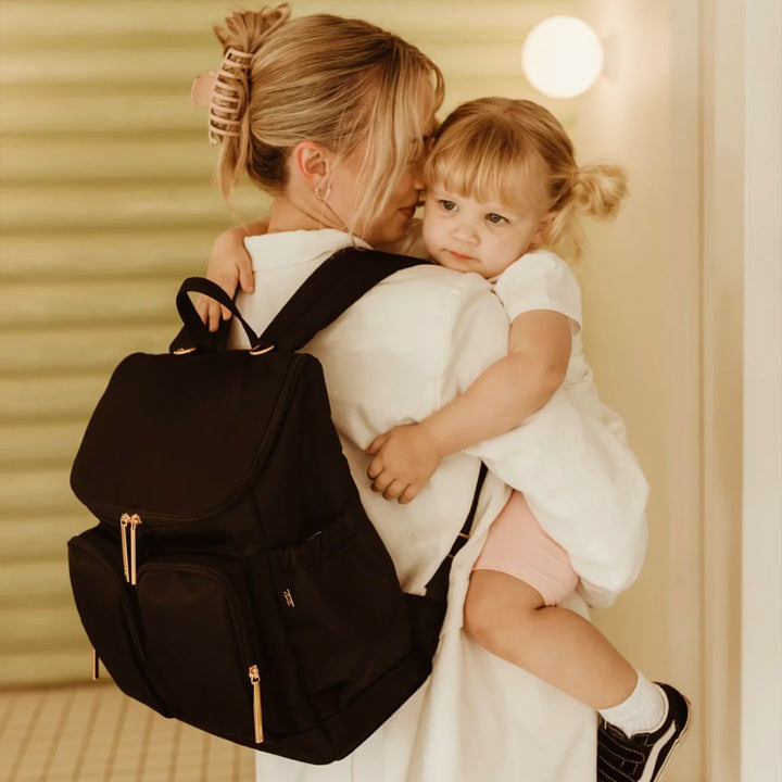 OiOi Nappy Backpack - Nylon Black/Gold