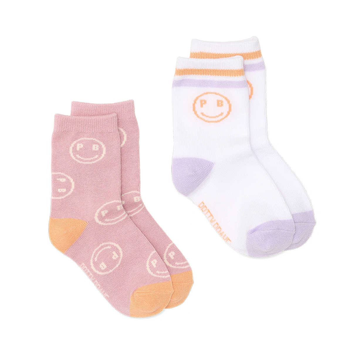 Pretty Brave 2-Pack Smiley Socks - Blush/White