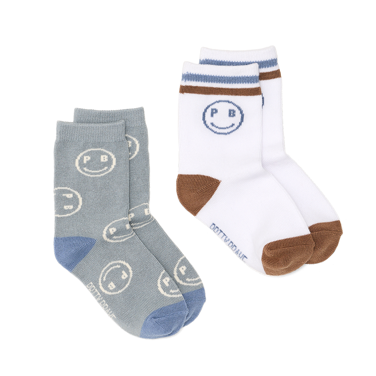 Pretty Brave 2-Pack Smiley Socks - Sage/White