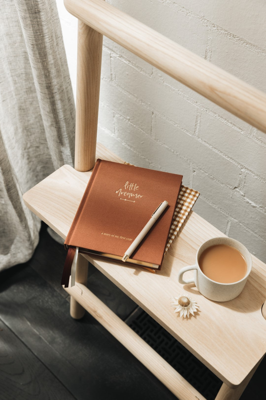 Boxed Linen Cover Luxe Baby Journal - Pecan