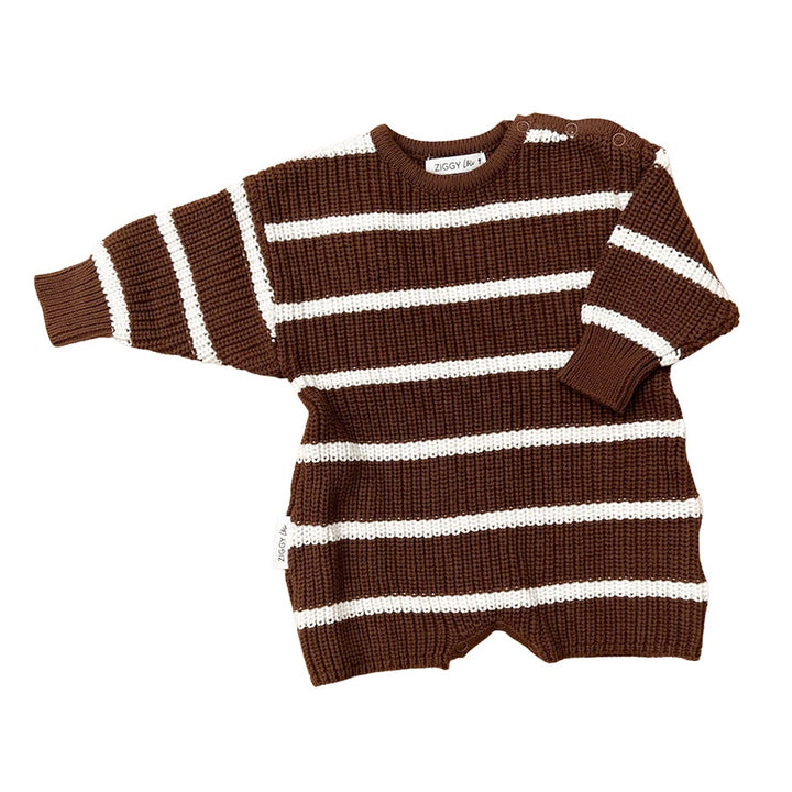 Ziggy Lou - Long Sleeve Playsuit | Chocolate Stripe