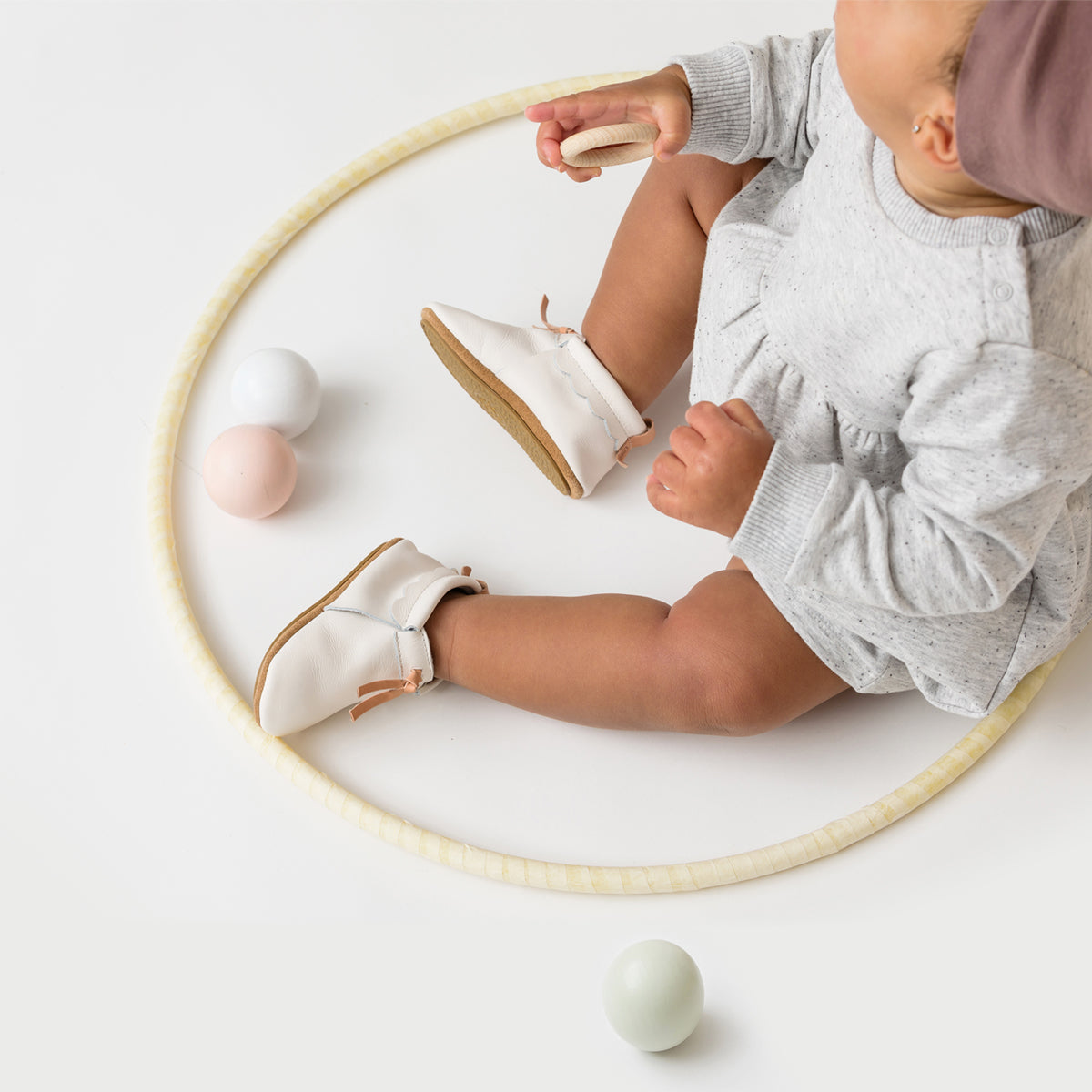 Pretty Brave Leather Baby Moccasin Shoes - Snow