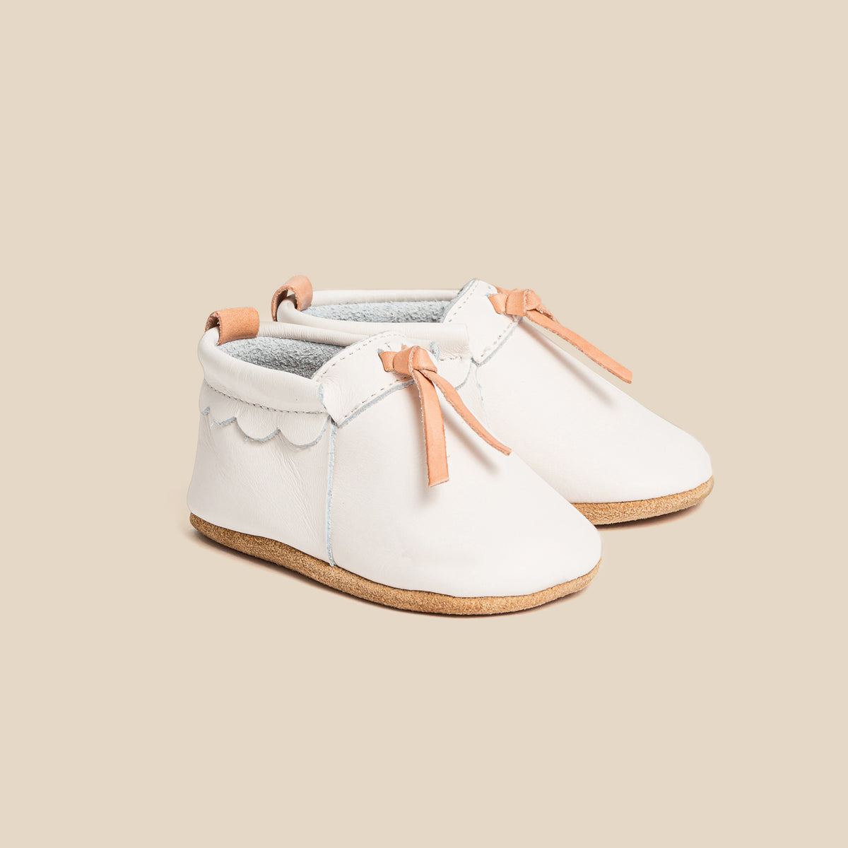 Pretty Brave Leather Baby Moccasin Shoes - Snow