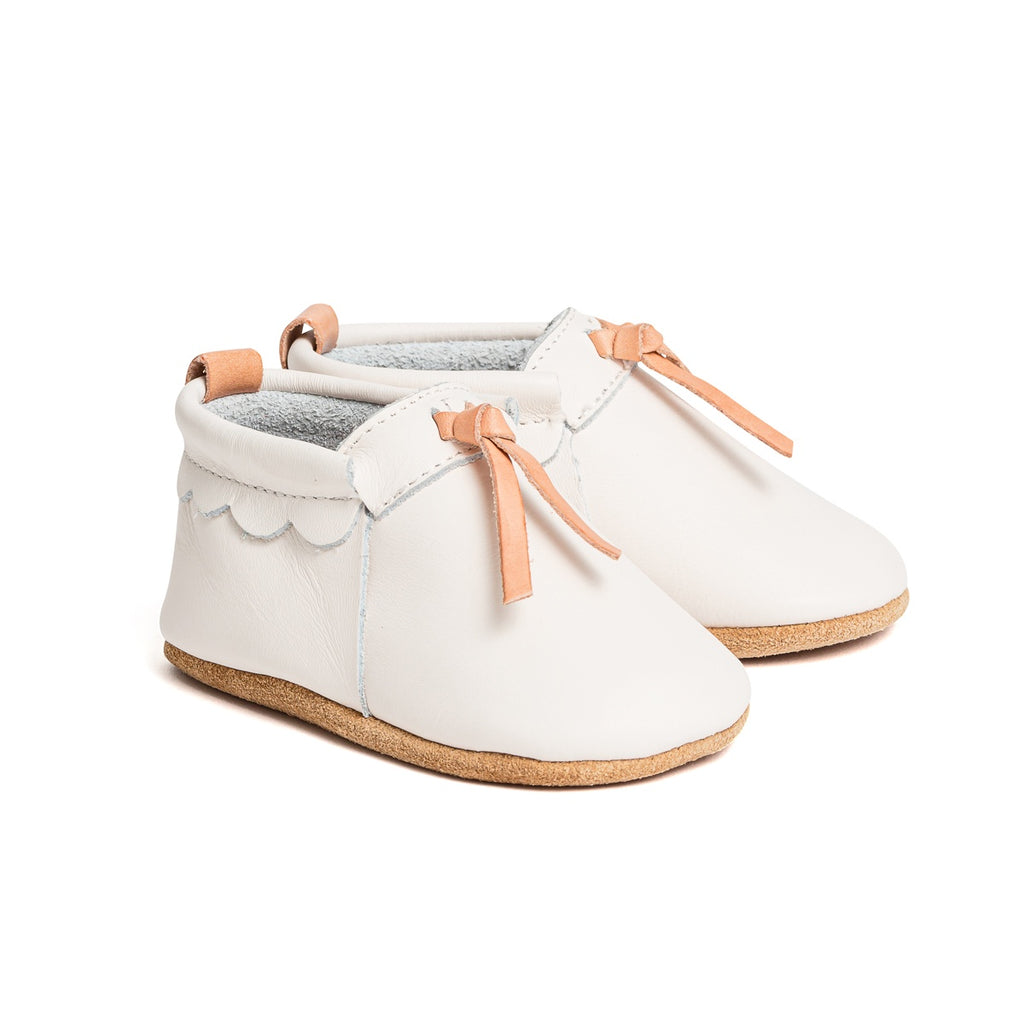 Pretty Brave Leather Baby Moccasin Shoes - Snow