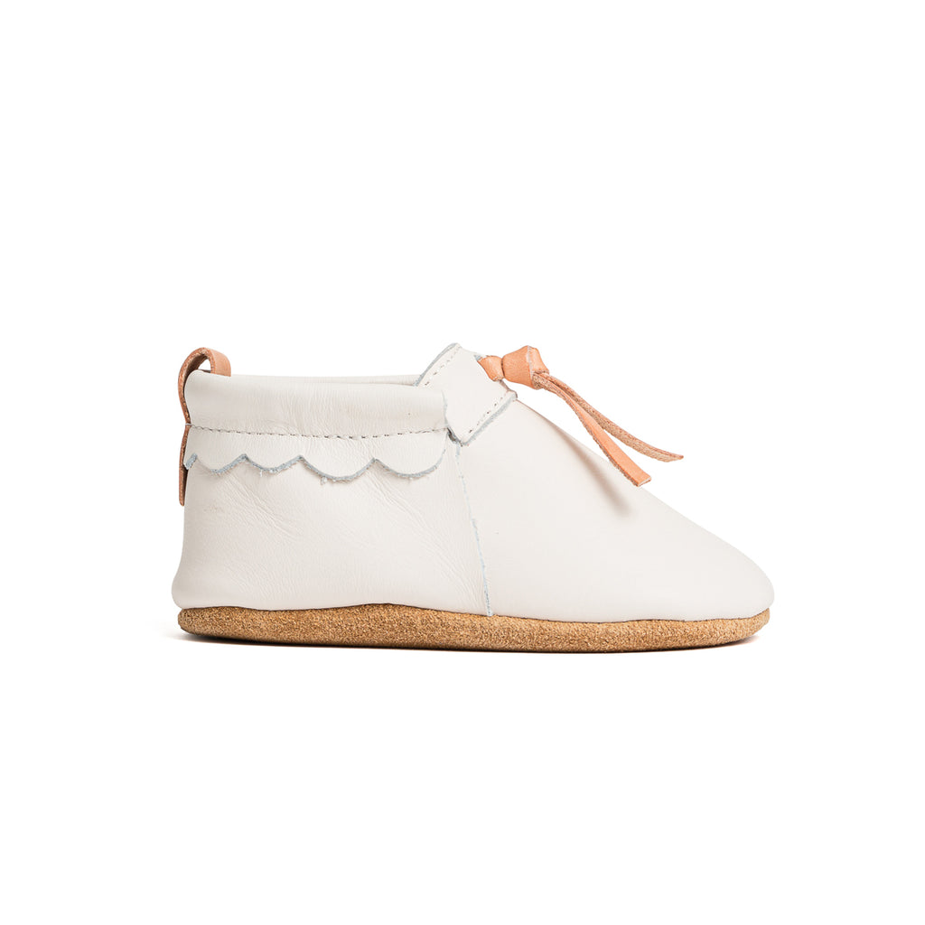Pretty Brave Leather Baby Moccasin Shoes - Snow