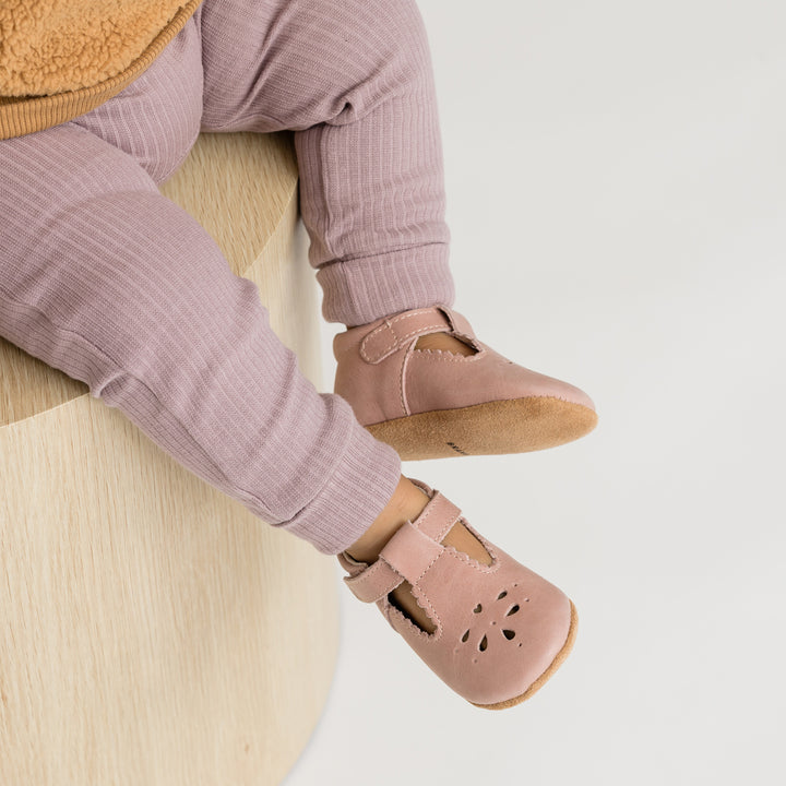Pretty Brave Leather Baby Morgan Shoes - Blush