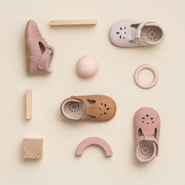 Pretty Brave Leather Baby Morgan Shoes - Stone