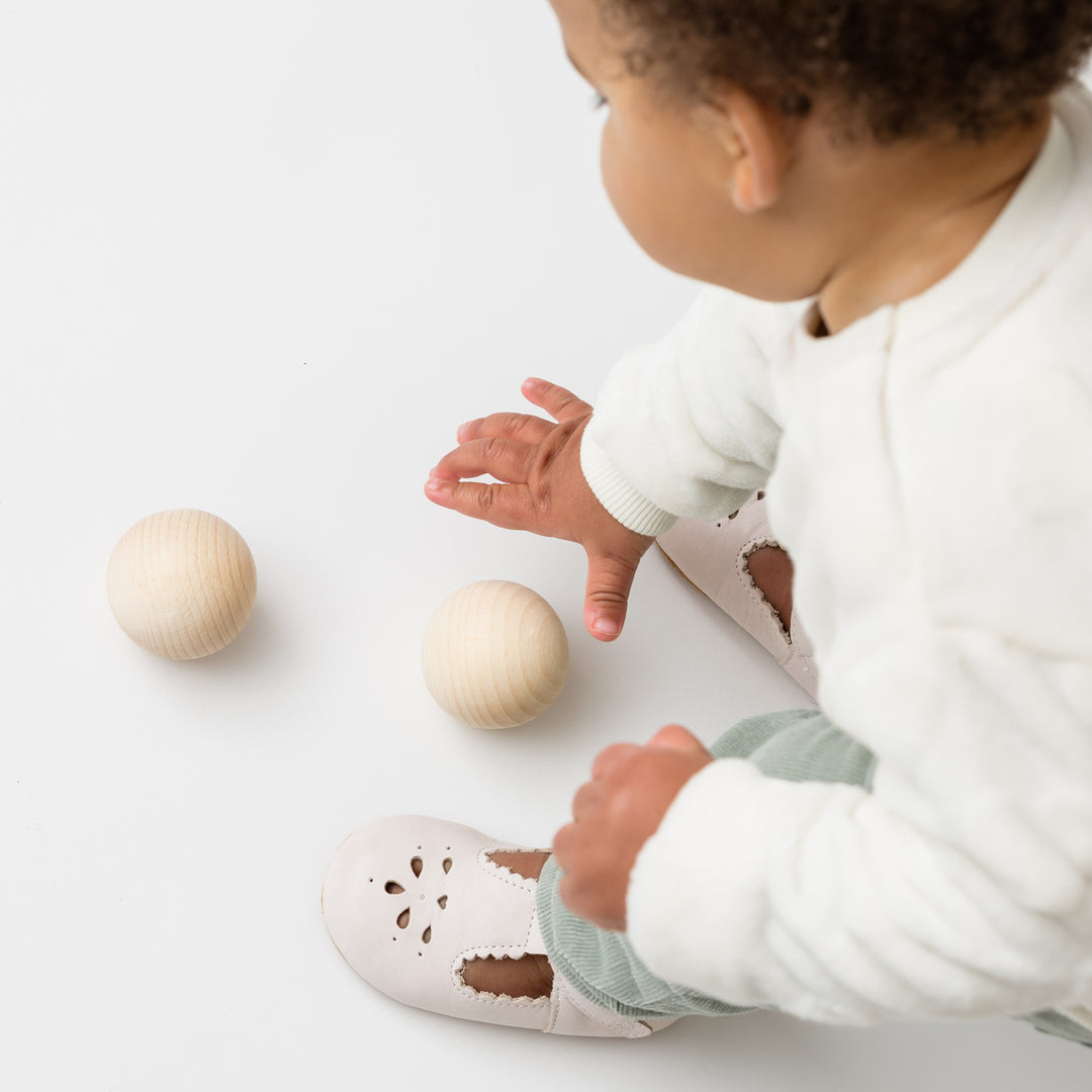 Pretty Brave Leather Baby Morgan Shoes - Stone