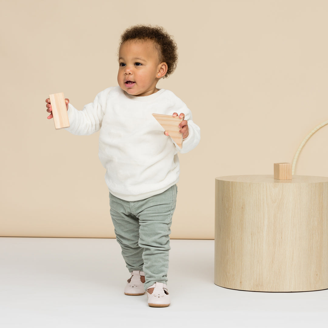 Pretty Brave Leather Baby Morgan Shoes - Stone