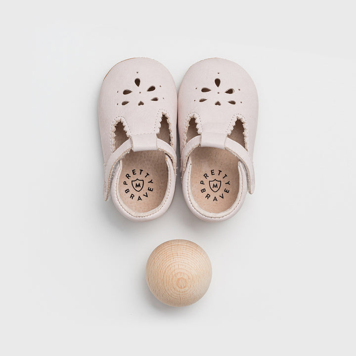 Pretty Brave Leather Baby Morgan Shoes - Stone