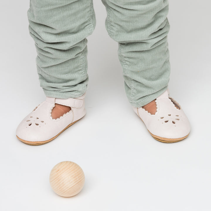 Pretty Brave Leather Baby Morgan Shoes - Stone